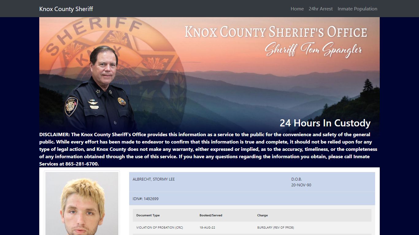 Knox County Tennessee - Sheriff - 24 Hour Arrests