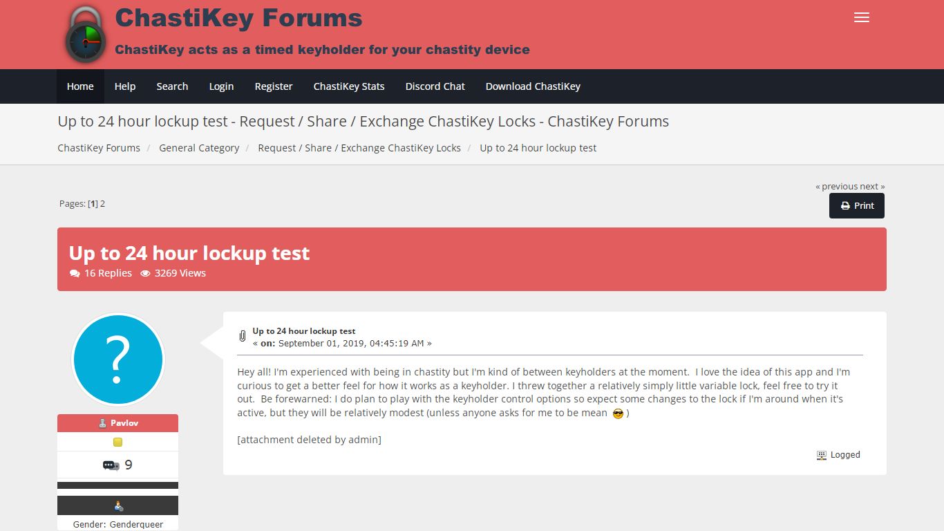 Up to 24 hour lockup test - ChastiKey Forums